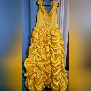 Elegant Yellow Ruched Gown